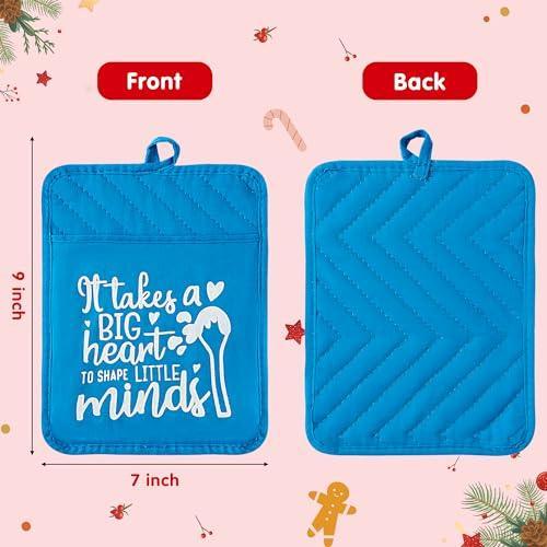 R HORSE 6Pcs Pot Holders with Pocket Funny Teacher Appreciation Gifts Thank You Teacher Pot Holders Kitchen Hot Pads Machine Washable Heat Resistant Oven Mitts for Kitchen Gift Baking Cooking - SHOP NO2CO2