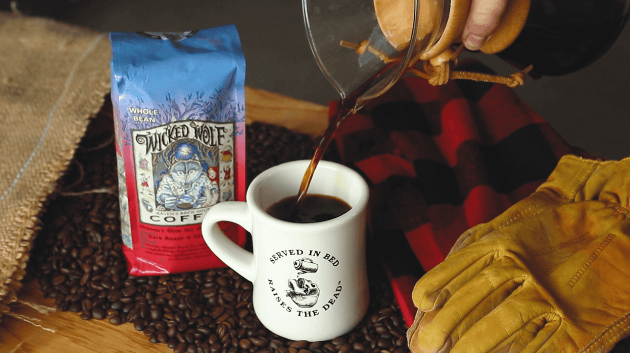 Raven's Brew Coffee Full Bodied Coffee Dark Roast Whole Bean - Wicked Wolf 12oz - SHOP NO2CO2