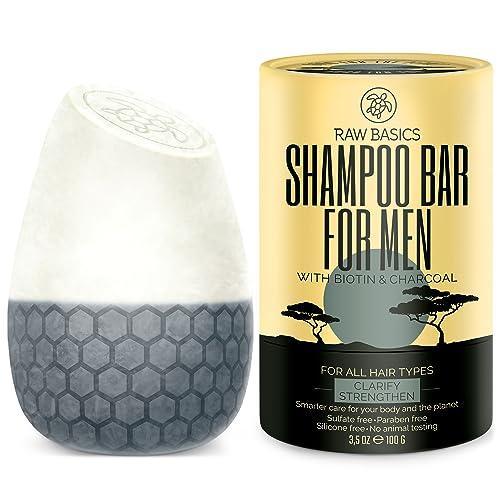 RAW BASICS Shampoo Bar for Men - Natural Plant Based, Solid Bars - Vegan Friendly, Without Sodium Lauryl Sulfate - Travel Size - SHOP NO2CO2