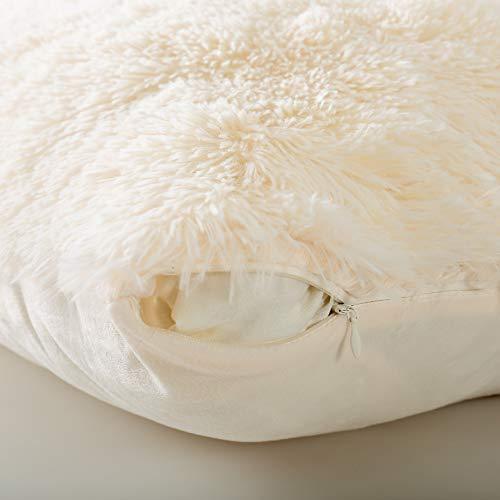 Reafort Luxury Long Hair, PV Fur, Faux Fur Body Pillow Cover/Case 21inx54in with Hidden Zipper Closure (Cream, 21inX 54in Pillow Cover) - SHOP NO2CO2