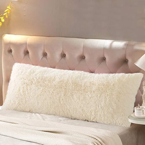 Reafort Luxury Long Hair, PV Fur, Faux Fur Body Pillow Cover/Case 21inx54in with Hidden Zipper Closure (Cream, 21inX 54in Pillow Cover) - SHOP NO2CO2