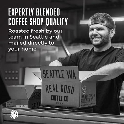 Real Good Coffee Company - Ground Coffee - Organic Dark Roast Coffee - 100% Arabica Coffee Beans - Roasted and Ground in Seattle, WA - 2 Pound Bag - SHOP NO2CO2