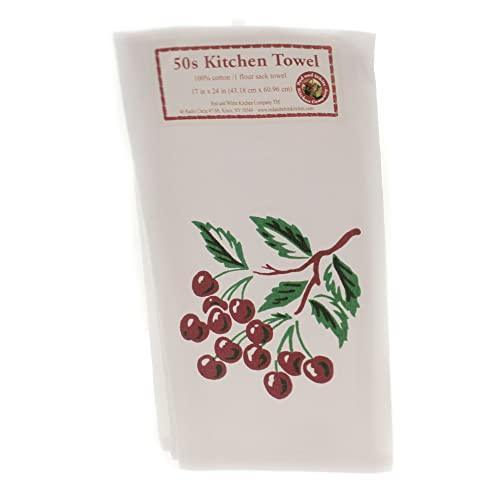 Red and White Kitchen Cherries Kitchen Flour Sack Towel - SHOP NO2CO2