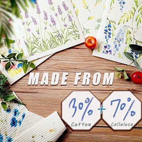 Remagr Swedish Kitchen Dish Towels Wildflowers Reusable Sponge Cleaning Cloths Absorbent Quick Drying Washable Cleaning Wipes No Odor Hand Towel (6) - SHOP NO2CO2