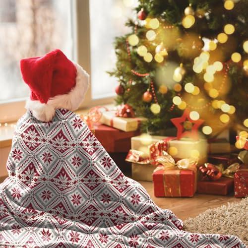 Renerhome Fleece Throw Blanket for Couch/Bed,Thick and Warm for Winter,Christmas Holiday Printed Soft and Fuzzy Large Blanket (Christmas Red White Snowflake Queen Size 90 X 90) - SHOP NO2CO2