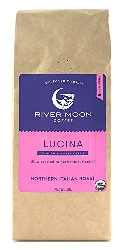 River Moon Coffee, Organic Espresso Coffee Beans, 16 Ounces, Italian Style Medium Roast, USDA Organic Certified, Non GMO, Direct Trade, 100% Arabica, Lucina Blend - SHOP NO2CO2