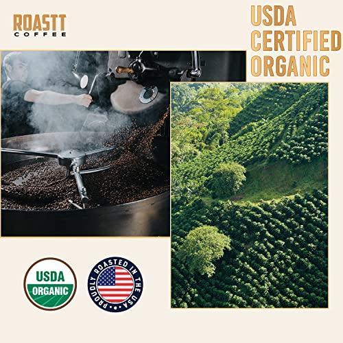 Roastt Coffee Organic Caramel Nut Ground Coffee - Buttery Caramel & Pecan Medium Roast Ground Coffee - Medium Roast Coffee Beans - USDA Certified Organic Arabica Beans Coffee - 12oz Bag (Pack of 1) - SHOP NO2CO2