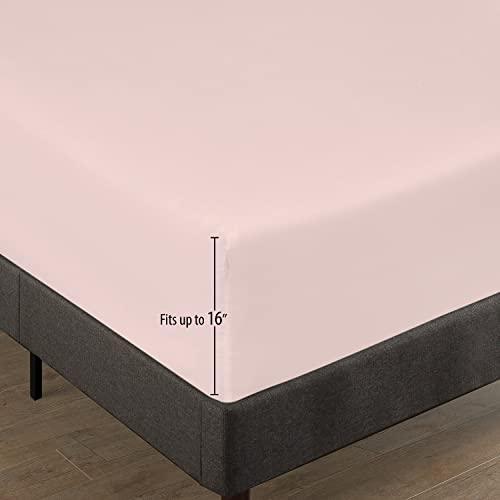 ROYALE LINENS - 4 Piece King Bed Sheet - Soft Brushed Microfiber 1800 Bedding Set - 1 Fitted Sheet, 1 Flat Sheet, 2 Pillow Cases - Wrinkle & Fade Resistant Luxury King Size Sheet Set (King, Pink) - SHOP NO2CO2