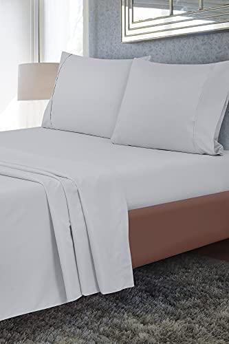 Royale Linens Full Size Flat Sheet Only - Brushed 1800 Microfiber - Ultra Soft & Breathable - Wrinkle & Stain Resistant - Hotel Quality Flat Sheet Sold Separately - Top Sheet for Bed - (Full, Silver) - SHOP NO2CO2