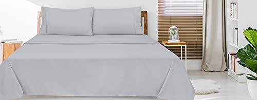 Royale Linens Full Size Flat Sheet Only - Brushed 1800 Microfiber - Ultra Soft & Breathable - Wrinkle & Stain Resistant - Hotel Quality Flat Sheet Sold Separately - Top Sheet for Bed - (Full, Silver) - SHOP NO2CO2