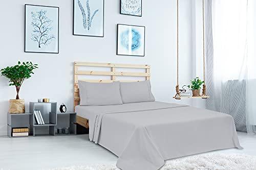 Royale Linens Full Size Flat Sheet Only - Brushed 1800 Microfiber - Ultra Soft & Breathable - Wrinkle & Stain Resistant - Hotel Quality Flat Sheet Sold Separately - Top Sheet for Bed - (Full, Silver) - SHOP NO2CO2