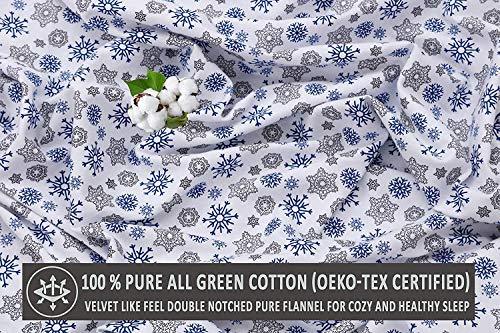 RUVANTI Flannel Sheets Full Size - 100% Cotton Brushed Bed Sheet Sets - Deep Pockets 16 Inches (fits up to 18") - All Seasons Breathable & Super Soft - Warm & Cozy - 4 Pcs - Snow Flake Grey - SHOP NO2CO2