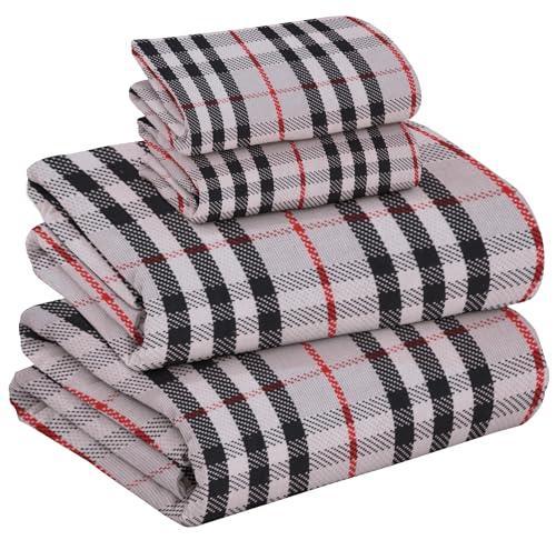 RUVANTI Flannel Sheets King Size - 100% Cotton Brushed Bed Sheet Sets - Deep Pockets 16 Inches (fits up to 18") - All Seasons Breathable & Super Soft - Warm & Cozy - 4 Pcs - Clear Glib Red & Black - SHOP NO2CO2