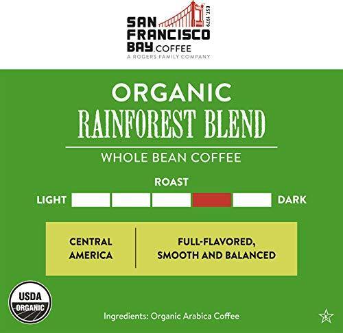 San Francisco Bay Whole Bean Coffee - Organic Rainforest Blend (2lb Bag), Medium Dark Roast - SHOP NO2CO2