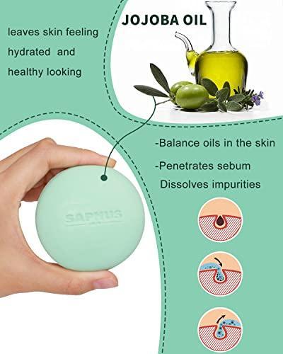 SAPHUS Face Wash Bar, Facial Cleansing Bars Balancing Face Soap Cleanser with Amino Acids & Jojoba Oil for Gentle Exfoliation for Oily Skin, Soap Free, Sulfate Free, Zero Waste - SHOP NO2CO2