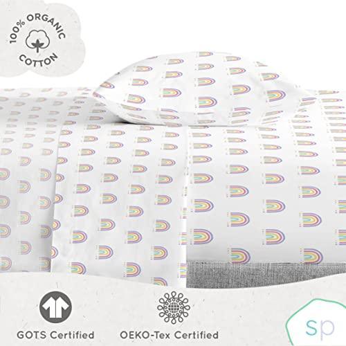 Saturday Park Doodle Rainbow Twin Bed Set - 5 Piece 100% Organic Cotton Bedding - GOTS & Oeko-TEX Certified - SHOP NO2CO2