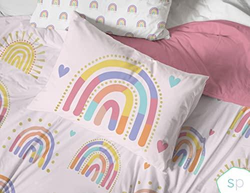 Saturday Park Doodle Rainbow Twin Bed Set - 5 Piece 100% Organic Cotton Bedding - GOTS & Oeko-TEX Certified - SHOP NO2CO2