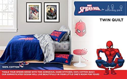 Saturday Park Marvel Spiderman Spider Sense Twin Quilt -100% Cotton Blanket - Oeko-TEX Certified (Marvel Official) - SHOP NO2CO2