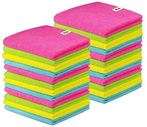 SCRUBIT 24 Pack Microfiber Cleaning Cloth Lint Free and Streak Free Towels for House, Cars, Kitchen and Screens - Super Absorbent and Soft Wash Cloths (12 x 16) - SHOP NO2CO2