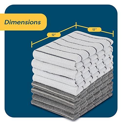 SCRUBIT Microfiber Kitchen Towels - 12" x 12" Microfiber Cleaning Cloth - Soft, Absorbent & Durable Dish Towels for Washing Dishes – Grey and White Microfiber Towel & Cleaning Rags (Grey & White, 8) - SHOP NO2CO2