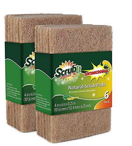 SCRUBIT Natural Scouring Pads (12 Pack) - Eco Friendly Scrubbing Pads for Kitchen Cleaning, Dishes, and Pots - Non-Scratch Kitchen Scrubbers - 100% Natural Sisal Fibers - SHOP NO2CO2