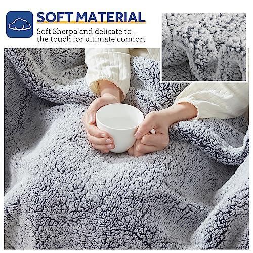 SEALY Electric Blanket Heated Throw 50"x60" Soft Double Sherpa Super Cozy with 6 Fast Heating Levels & 2-10 Hours Auto-Off, Over-Heat Protection, Machine Washable, Charcoal - SHOP NO2CO2