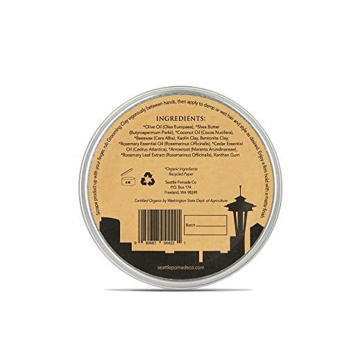 Seattle Pomade Co. Grooming Clay for Hair - USDA Certified, Made With Organic Essential Oil and Extracts - SHOP NO2CO2