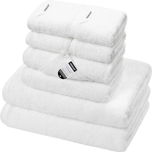 SEMAXE White Towel Set, 2 Bath Towels 2 Hand Towels 4 Washcloths, 100% Cotton Bathroom Towel, Soft Fluffy and Absorbent Towel for Bathroom, Hotel & Spa Quality, 8 Piece Towel Set - SHOP NO2CO2