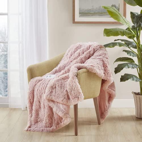 Serta Mila Shaggy Heated Throw Blanket - Soft Faux Fur Heated Blanket, Fast Heating, Auto Shut Off Timer, Low EMF, 5 Heat Setting, ETL Certified, Machine Washable Electric Blanket, Blush 50"x60" - SHOP NO2CO2