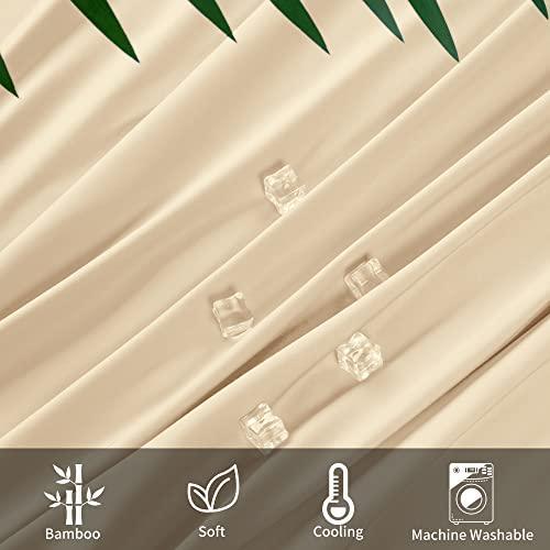 Shilucheng 100% Cooling Bamboo_ Sheets Set- Queen Size 1800 Thread Count Soft Bed Sheets,16 Inch Deep Pocket,Breathable,Comfortable and Pilling Resistant -4PC(Queen,Beige) - SHOP NO2CO2