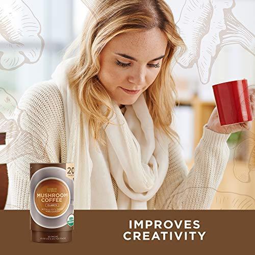 ShroomDNA Organic Mushroom Coffee with Lions Mane and Chaga Mushrooms, Organic Instant Coffee. Instant Focus + Clarity All Day. Vegan, Gluten Free, No Added Sugar, USDA Certified Organic 20 Count (Pack of 1) - SHOP NO2CO2