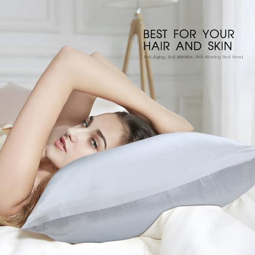 SILKTALE Mulberry Silk Pillowcase for Hair and Skin no Zipper,Light Blue,Queen - SHOP NO2CO2