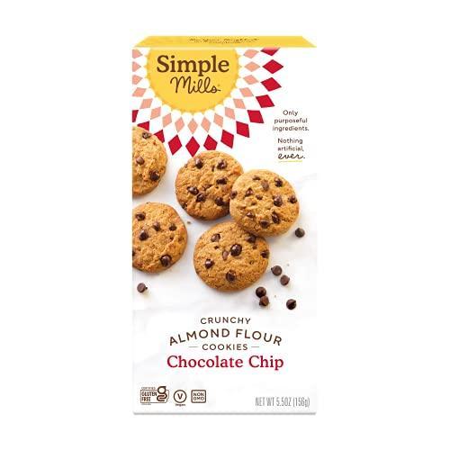 Simple Mills Almond Flour Crunchy Cookies, Chocolate Chip - Gluten Free, Vegan, Healthy Snacks, Made with Organic Coconut Oil, 5.5 oz (Pack of 3) - SHOP NO2CO2