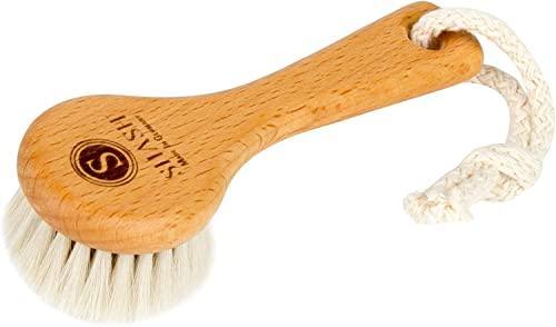 Since 1869 Hand Made in Germany - Sustainable Exfoliating Face Brush, Scrub Cleansing Brush, Exfoliates Skin to Help Reduce Flaking, Fine Lines, Supports Glowing Complexion (Medium Horse Hair Bristle) - SHOP NO2CO2