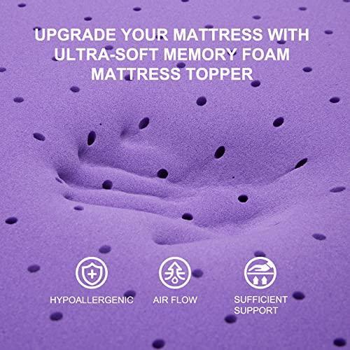 SINWEEK 2 Inch Gel Memory Foam Mattress Topper Ventilated Soft Mattress Pad, Bed Topper, CertiPUR-US Certified, Full Size, Purple - SHOP NO2CO2