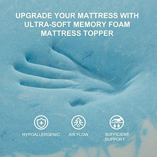 SINWEEK 4 Inch Mattress Topper 5-Zone Memory Foam Mattress Topper Pressure Relieve Soft Mattress Pad, CertiPUR-US Certified, Full Size Blue - SHOP NO2CO2