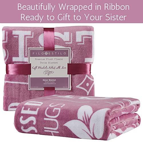 Sister Christmas Gifts from Sister Blanket, Plush Soft Sister Throw Blanket, Sister Presents for Sister Who Has Everything 60x50 Inches (Dusty Pink, Fleece) - SHOP NO2CO2