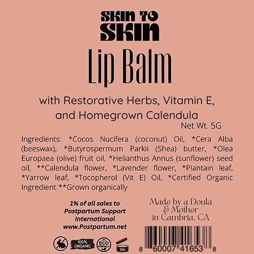 Skin to Skin Plant Based Lip Balm - 5 Gram Sustainable and Eco Friendly Lip Balm in Bamboo Tube - Moisturizing Lip Balm for Pregnancy and Postpartum - Natural and Handmade Skincare - SHOP NO2CO2