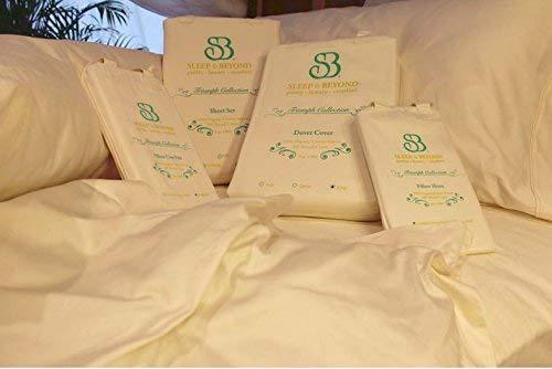 Sleep & Beyond 100% Organic Cotton Bed Sheets Set, GOTS Certified - Fitted Sheet, Flat Sheet & Pillow Cases, King, Ivory - SHOP NO2CO2