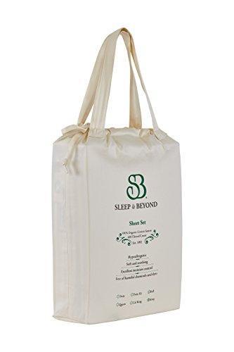 Sleep & Beyond 100% Organic Cotton Bed Sheets Set, GOTS Certified - Fitted Sheet, Flat Sheet & Pillow Cases, King, Ivory - SHOP NO2CO2