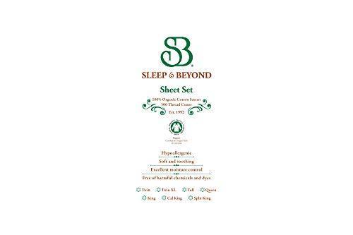 Sleep & Beyond 100% Organic Cotton Bed Sheets Set, GOTS Certified - Fitted Sheet, Flat Sheet & Pillow Cases, King, Ivory - SHOP NO2CO2