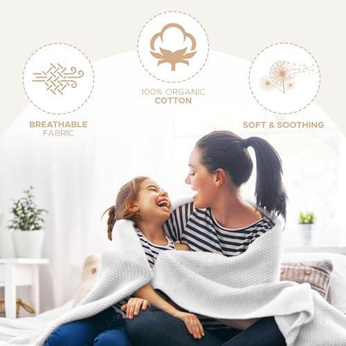 Sleep & Beyond 100% Organic Cotton Honeycomb Blanket | Jacquard Weave | Soft Breathable and Nature-Friendly Reversible Design| Comfortable Sleep for All Seasons |Full/Queen - Crisp White - SHOP NO2CO2