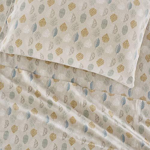 Sleep Philosophy True North Flannel Sheets Queen Size, Cozy 100% Cotton Flannel Bed Sheets, Ultra Soft Cute Sheet Set, Novelty Print Themed Cold Weather Warm Bedding Set,Multi Leaves 4 Piece - SHOP NO2CO2