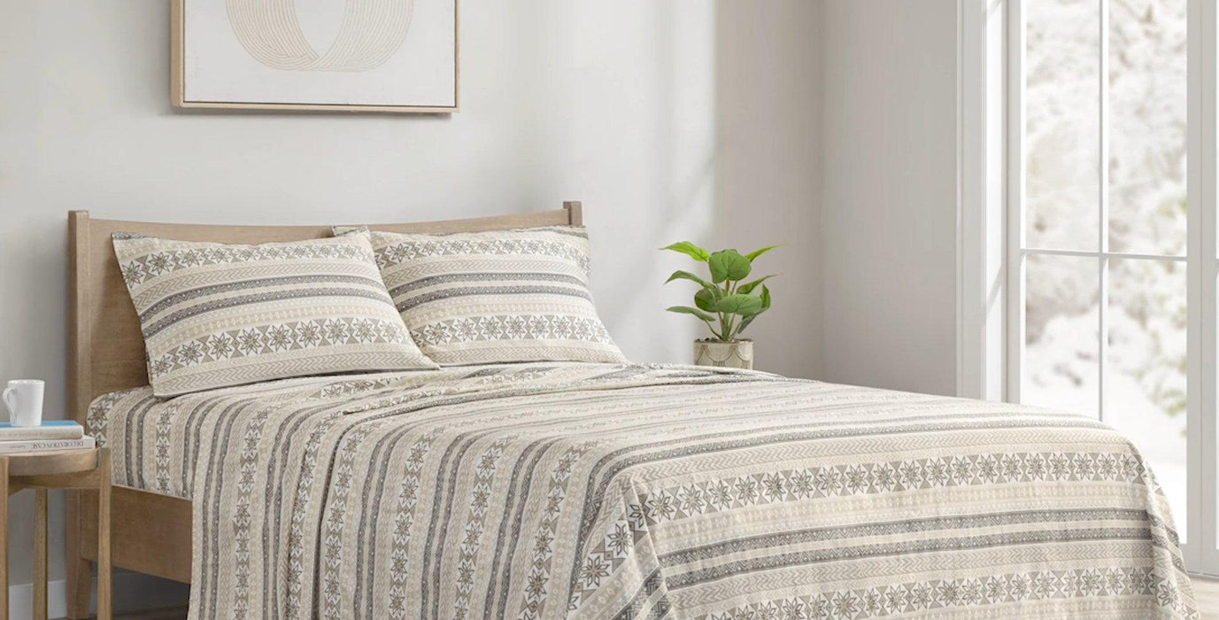 Sleep Philosophy True North Flannel Sheets Queen Size, Cozy 100% Cotton Flannel Bed Sheets, Ultra Soft Cute Sheet Set, Novelty Print Themed Cold Weather Warm Bedding Set,Multi Leaves 4 Piece - SHOP NO2CO2