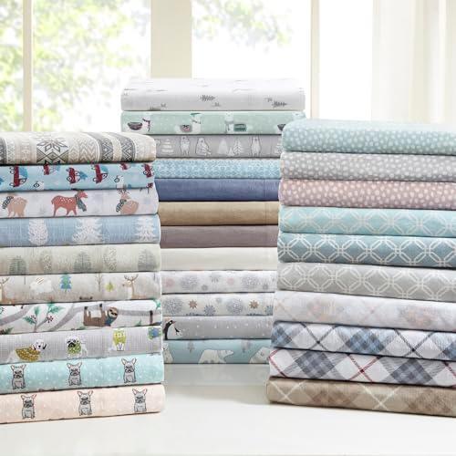 Sleep Philosophy True North Flannel Sheets Queen Size, Cozy 100% Cotton Flannel Bed Sheets, Ultra Soft Cute Sheet Set, Novelty Print Themed Cold Weather Warm Bedding Set,Multi Leaves 4 Piece - SHOP NO2CO2