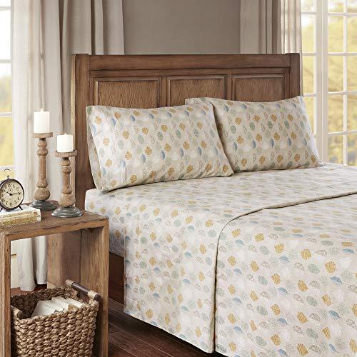 Sleep Philosophy True North Flannel Sheets Queen Size, Cozy 100% Cotton Flannel Bed Sheets, Ultra Soft Cute Sheet Set, Novelty Print Themed Cold Weather Warm Bedding Set,Multi Leaves 4 Piece - SHOP NO2CO2