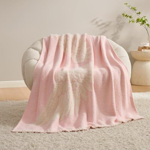 Snuggle Sac Angel Wings Knitted Throw Blanket Pink Microfiber Throw Blanket Super Soft Cozy Lightweight Fuzzy Blanket Adorable Gift for Baby Toddler Child, 50" x 60" - SHOP NO2CO2