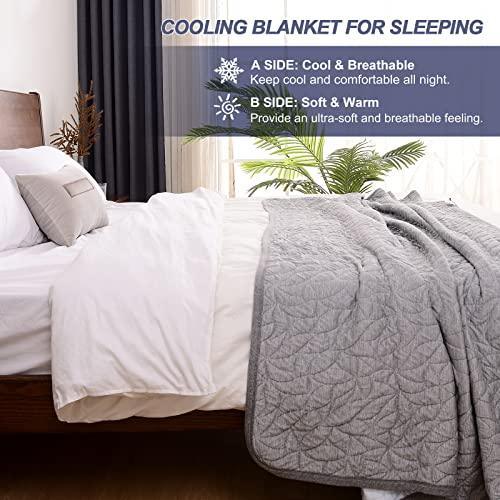 SOCHOW Cooling Blanket for Bed, Lightweight Breathable Soft Double Side Thin Summer Blanket for Adults Baby Kids, Grey 80 × 87 Inches - SHOP NO2CO2