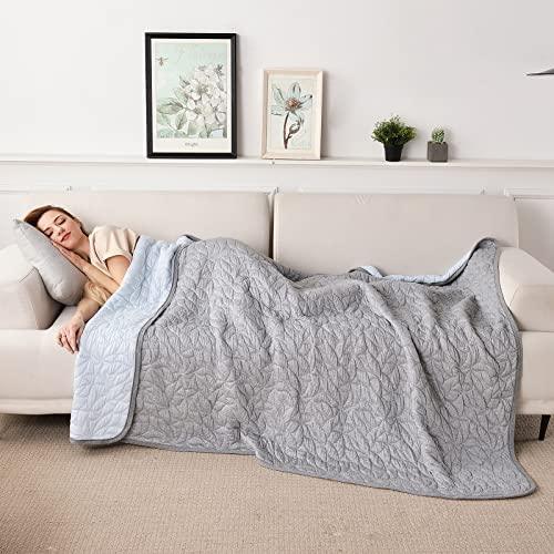 SOCHOW Cooling Blanket for Bed, Lightweight Breathable Soft Double Side Thin Summer Blanket for Adults Baby Kids, Grey 80 × 87 Inches - SHOP NO2CO2