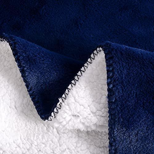 SOCHOW Premium Thick Sherpa Fleece Throw Blanket, Soft and Warm Winter Blanket, 50 × 60 Inches, Navy Blue - SHOP NO2CO2